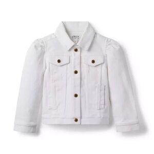 Janie and Jack White and Gold Denim Puff Sleeve Jacket